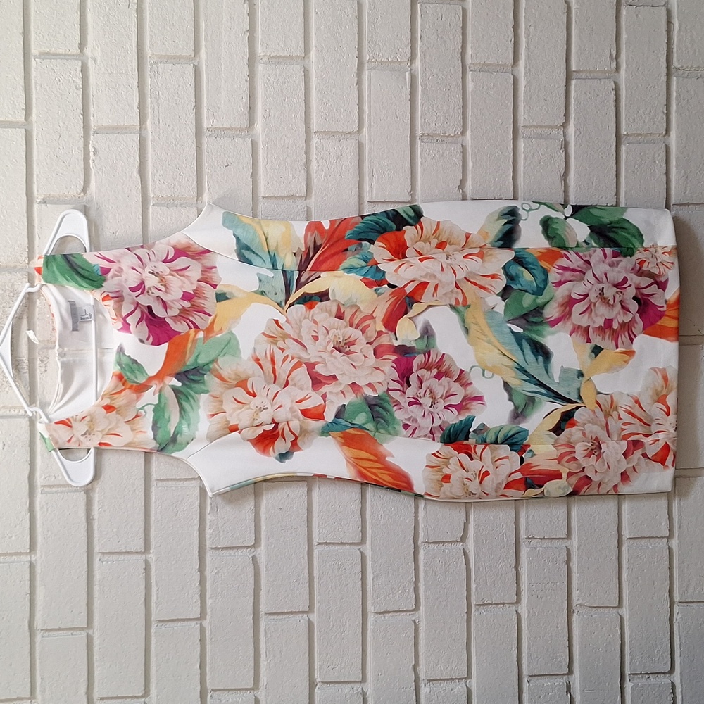 H&M Pink and Orange Sheath Sleeveless Business/Formal  Mini Dress. Size Large